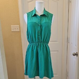 Charlotte Russe Green Sleeveless Shirt Skater Dress Size Large